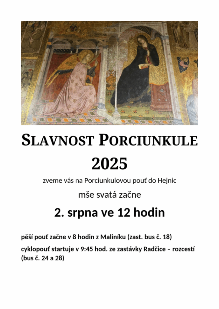 Pozvánka Porciunkule 2025